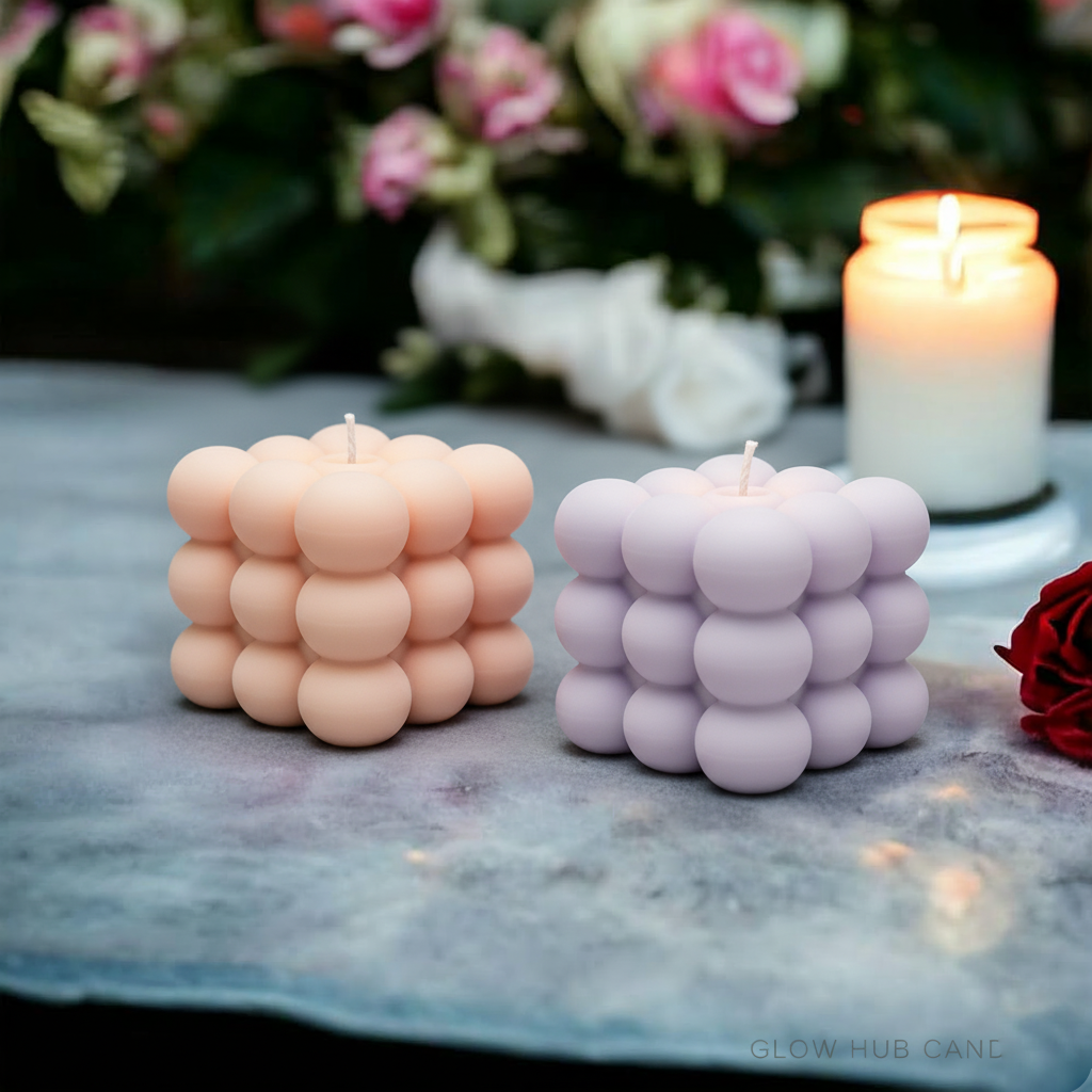 Heart Bloom Cube - Geometric Romance Candle