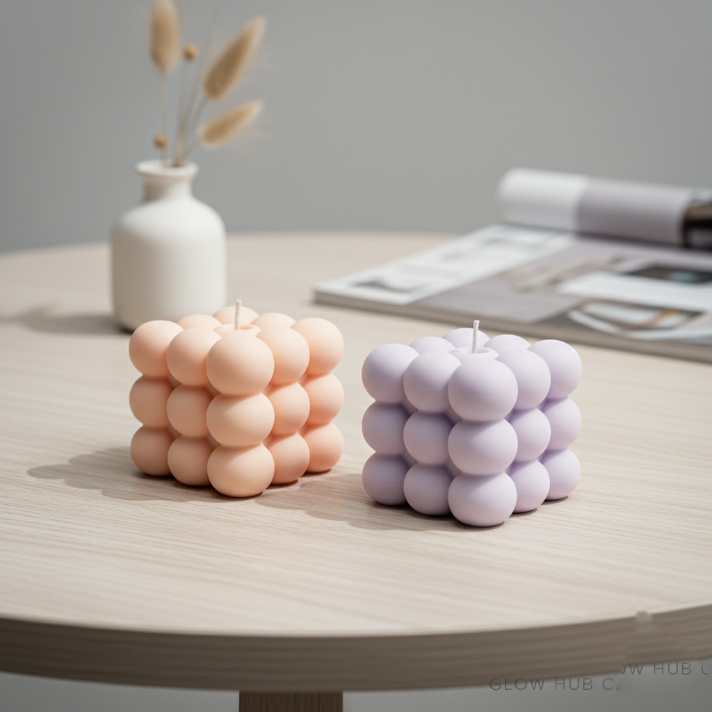 Heart Bloom Cube - Geometric Romance Candle