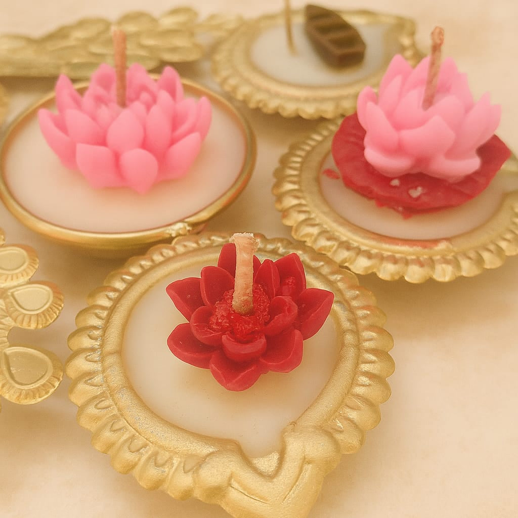 Golden Peacock Urli Festive Candle