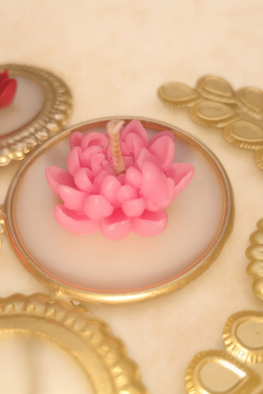 Golden Peacock Urli Festive Candle