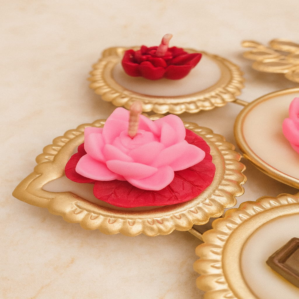 Golden Peacock Urli Festive Candle